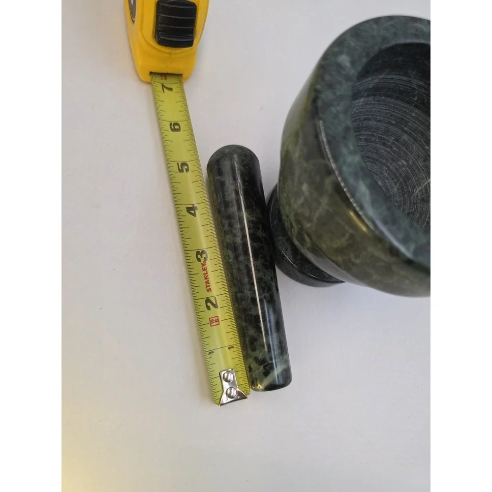 Green Marble Mortar and Pestle 4in Bowl Herb Spice‎ Grinder Stone Kitchen Decor